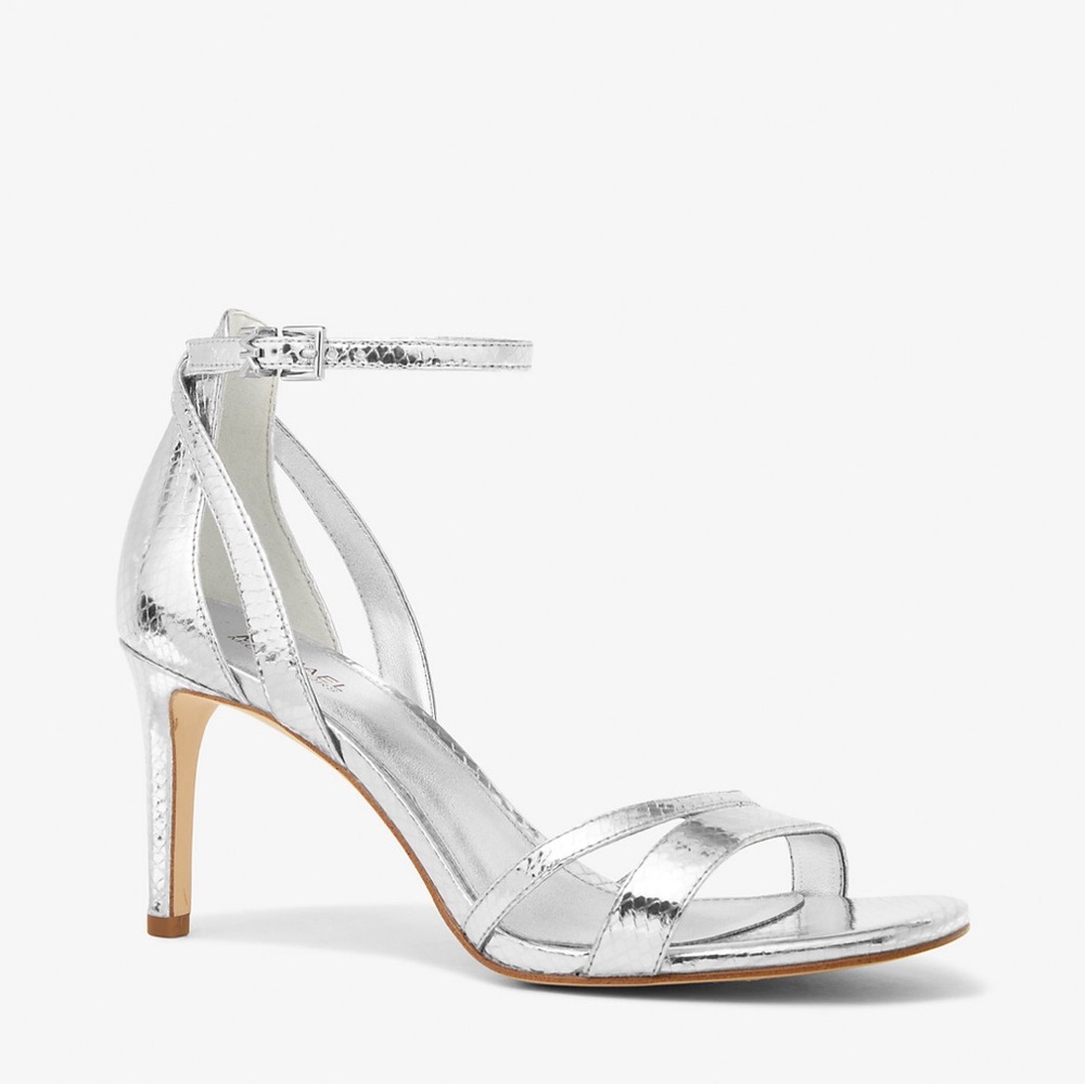 Kimberly Metallic Snake Embossed Leather Sandal